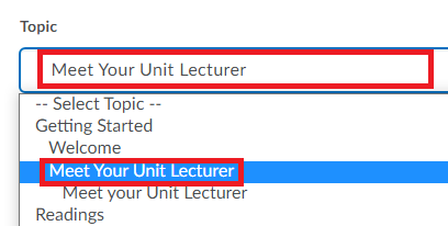 reading the Meet Your Unit Lecturer page within the space. Quizzes or other modules and tasks can be used in this regard