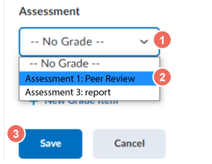 Select grade item and save 