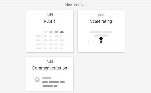 select feedback type rubric scale rating or comment