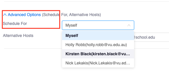 scedule privilege option in meedint scheduler