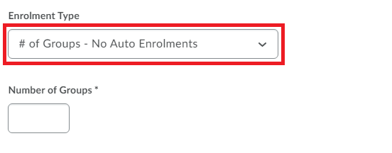 Whatever is selected under Enrollment Type will determine what will need to be input next as this could either be Number of Groups or Number of Users. 