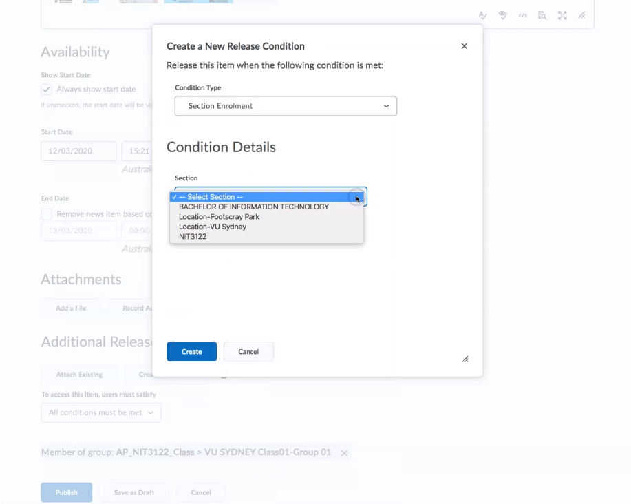 creating release conditions