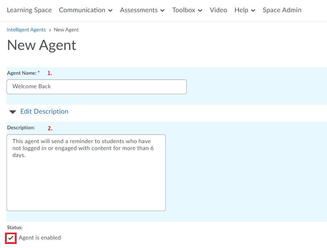 create a new agent given name and description