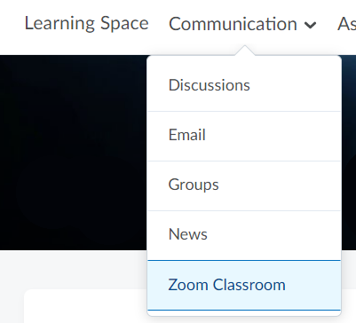 From the Navigation menu, select communication then zoom classroom