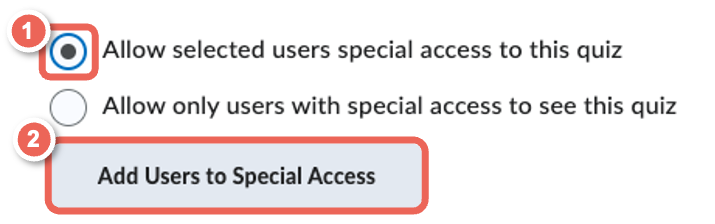 select allow selected users special access to the quiz then add users