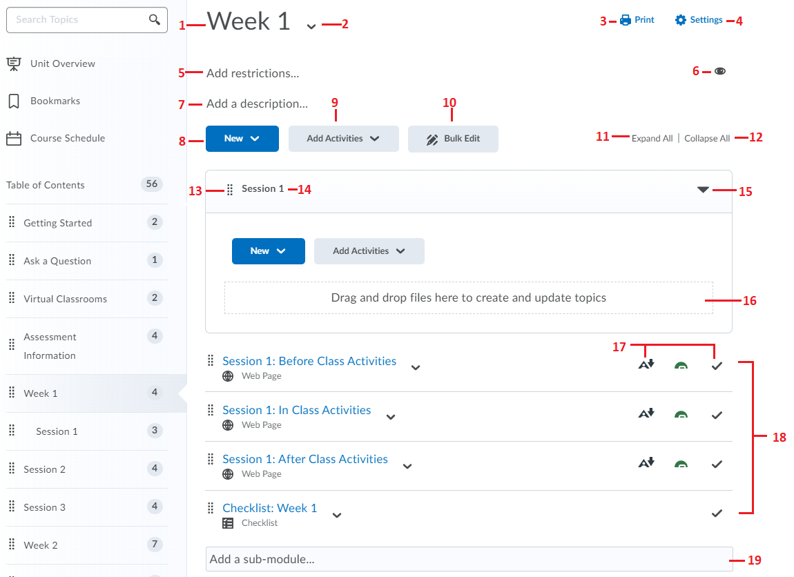 2 content features within a module