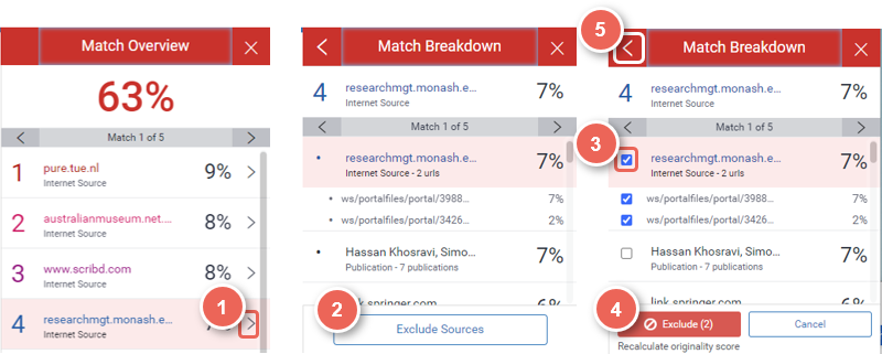 view match breakdown and exclude
