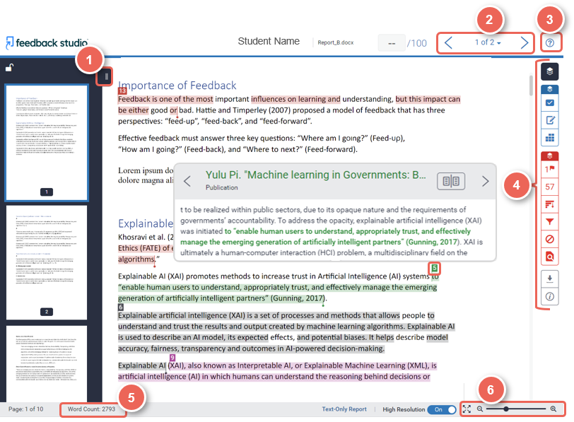 feedback studio similarity report