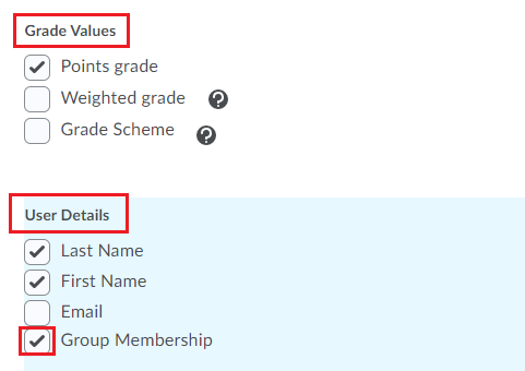Export Grade Options for Group memberships