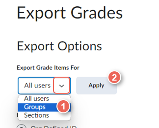 ex select export groups