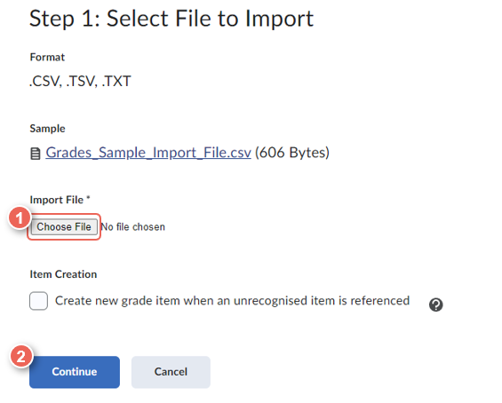 im select file to import