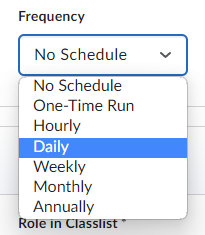 select scheduling frequency