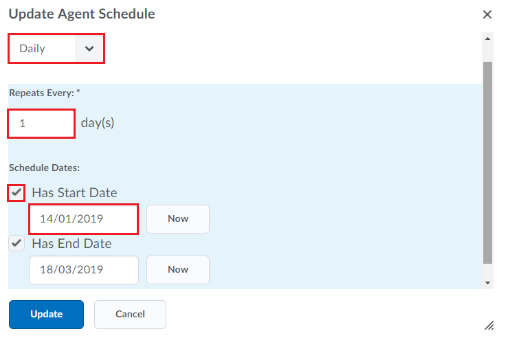 updated agent schedule dates
