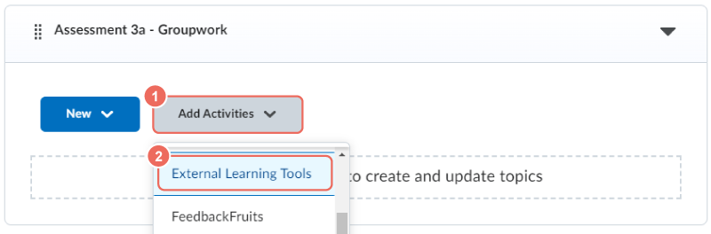 add acitvities external learning tools