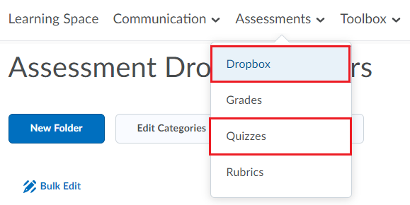 6 assessment menu