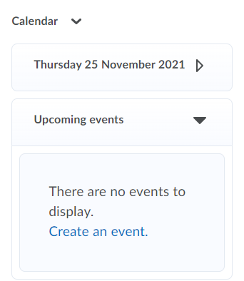screenshot of calendar overview on the home page