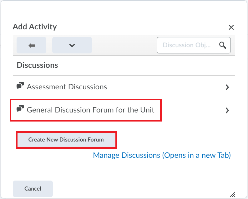 9.1 add activity and select discussion forum