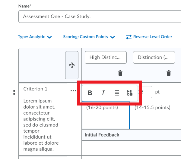 HTML Editor Criteria Description