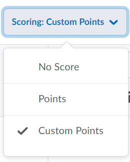select scoring type drop down menu