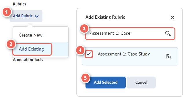 select existing rubric and add