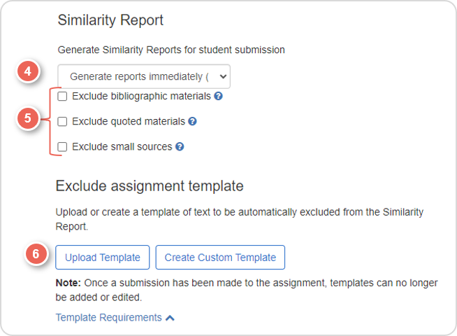 similarity report exclude and additional settings
