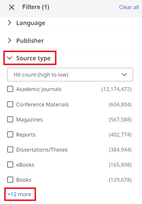 6.2 expand the Source Type search