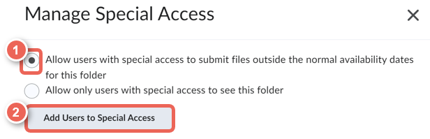 select special access option and add users