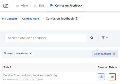 confusion feedback teacher view