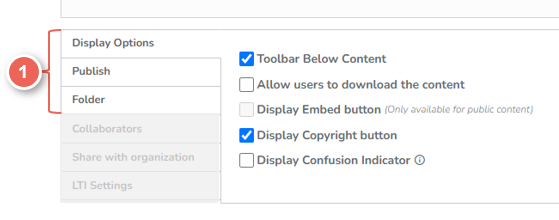h5p display publish folder options