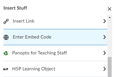 insert stuff enter embed code