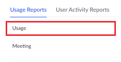 Under Usage Reports Select Usage