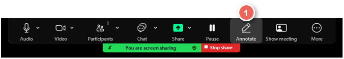 when screen sharing select annotate