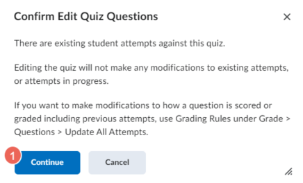 confirm edit quiz questions