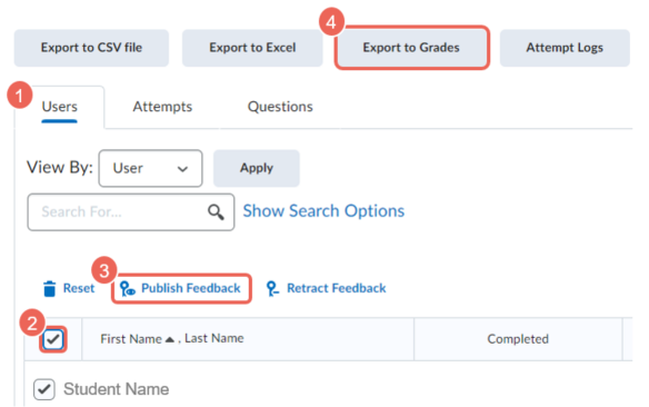 publish and export to grades