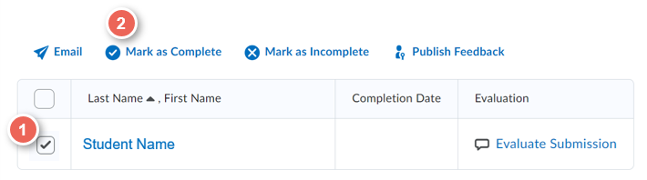 grade in person mark complete