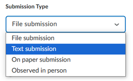 select submission type fule text on paper or in person