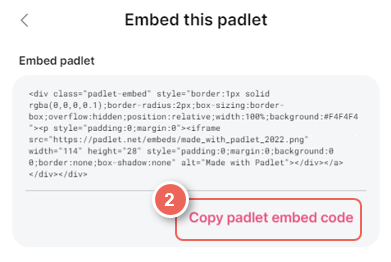 copy padlet embed code
