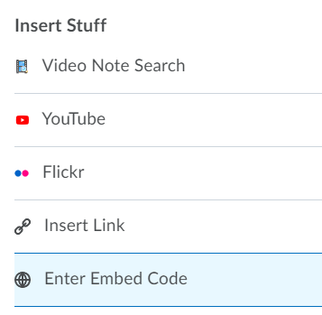 select enter embed code