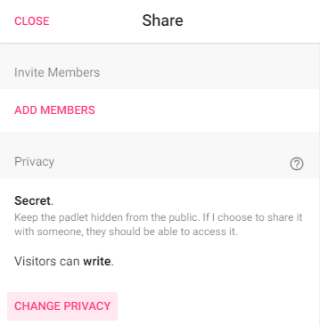 padlet chage privacy