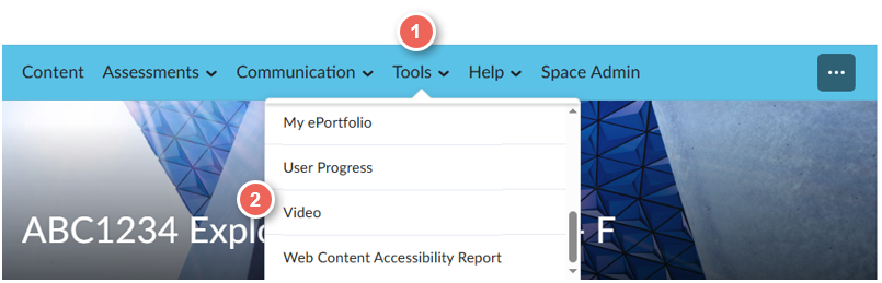 on the nav bar select tools then video