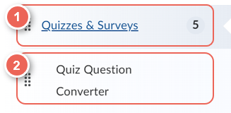 In the learning space tab navigate to quizzes and surveys then click into the quiz converter page