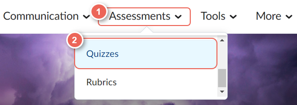 Navigate to the assessments tab in the space then select the quizzes tab