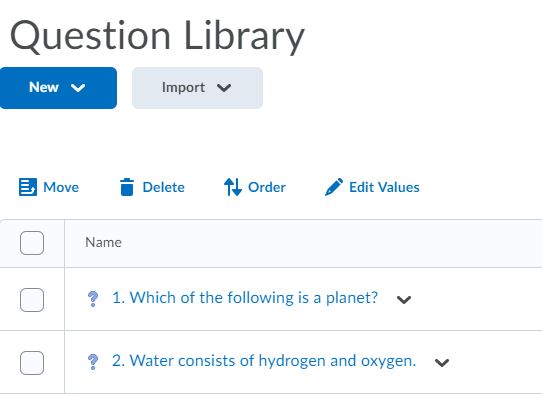 Questions inside the Quiz LibraryJPG