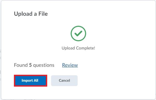 Successful Upload Select Review or Import AllJPG