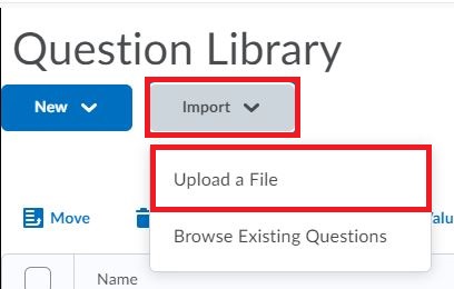 Upload a File into the Question Library