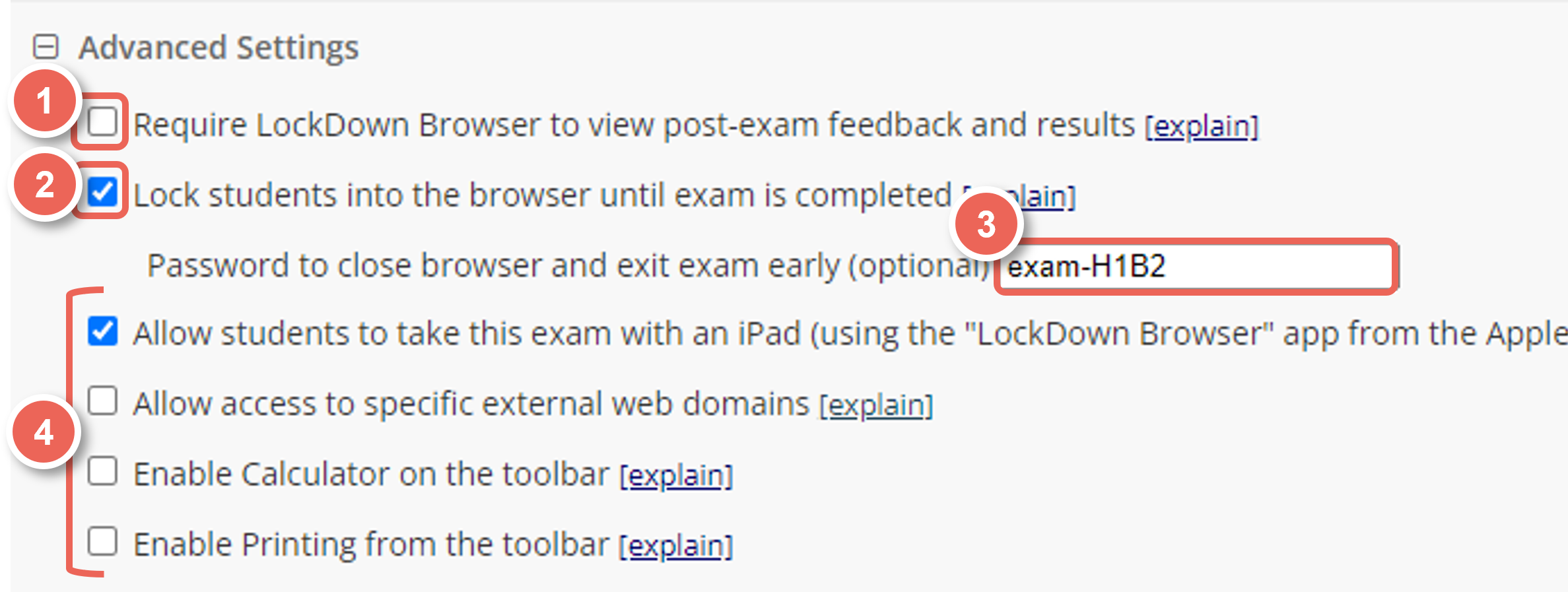 select advanced settings