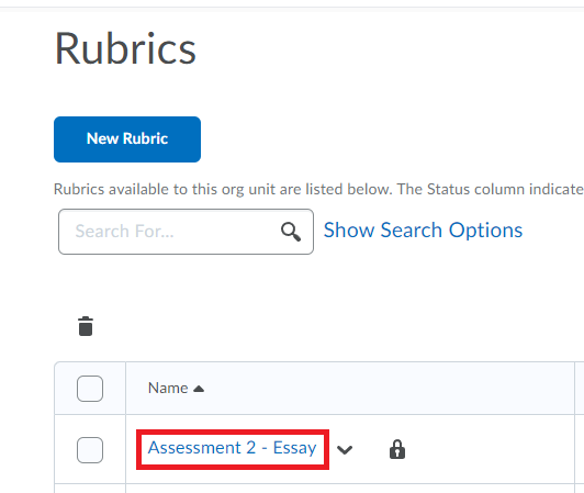 Select the Rubric Title