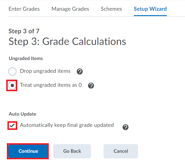 5 choose grade calculation options