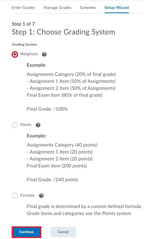 Select a Grading System