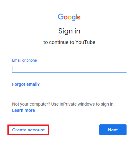 Sign into your Google account or Create a Google account.